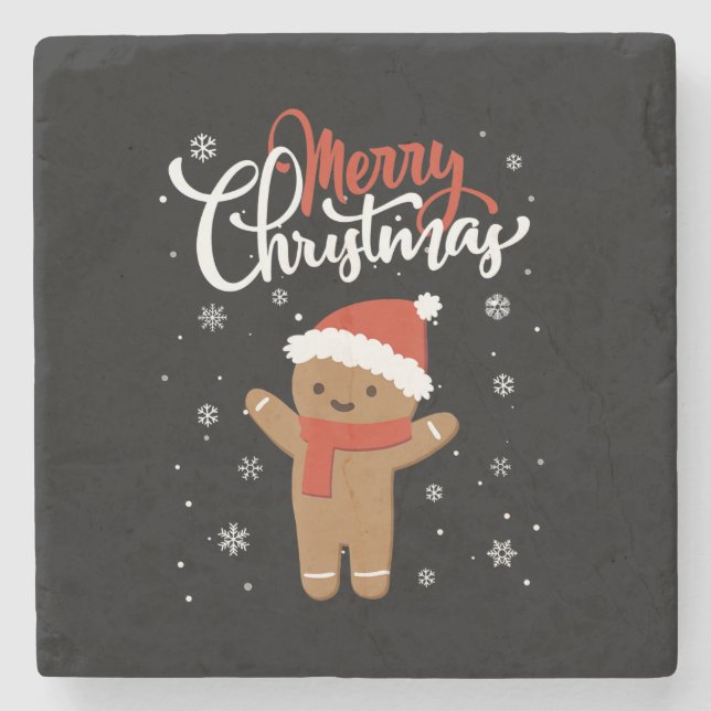 Merry christmas gingerbread | christmas cookie stone coaster (Front)