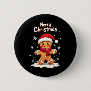 Merry Christmas Gingerbread Cookie Baking Girls Fu Button
