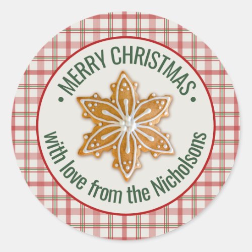 Merry Christmas  Gingerbread Cookie Custom Classic Round Sticker