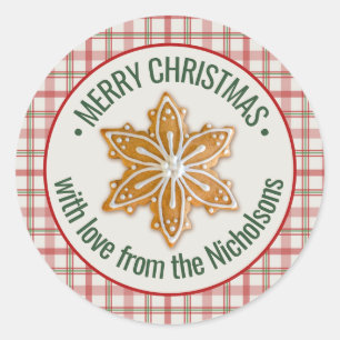 Merry Christmas Gingerbread Cookie Custom Classic Round Sticker