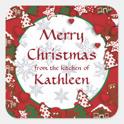 Merry Christmas Gingerbread Cookie Gift Sticker