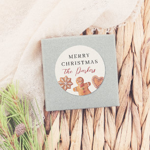 Merry Christmas Gingerbread Cookies Classic Round Sticker