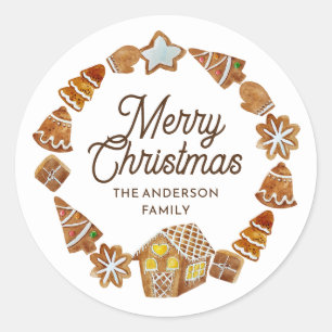 Merry Christmas Gingerbread Cookies Classic Round Sticker