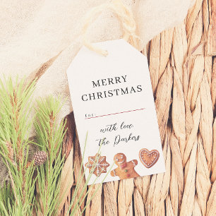 Merry Christmas Gingerbread Cookies Family Name Gift Tags