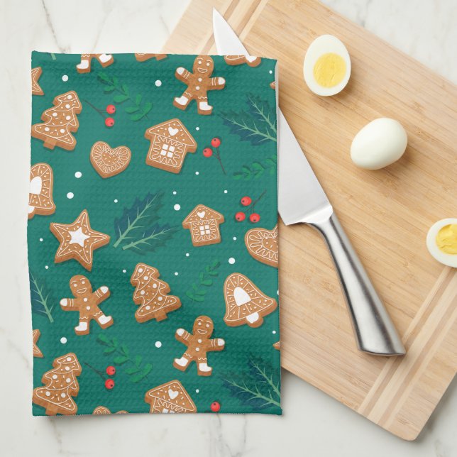 Merry Christmas Gingerbread Cookies Kitchen Towel (Quarter Fold)
