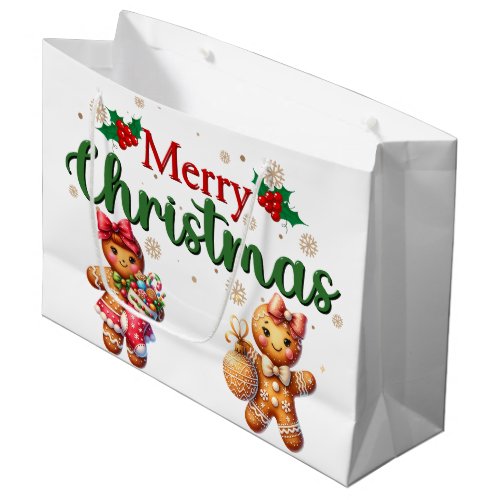 Merry Christmas Gingerbread Cookies Large Gift Bag