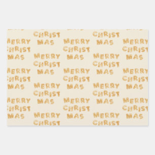 Merry Christmas Gingerbread Cookies Lettering Wrapping Paper Sheets
