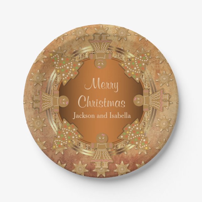 Merry Christmas Gingerbread Cookies Paper Plates (Front)
