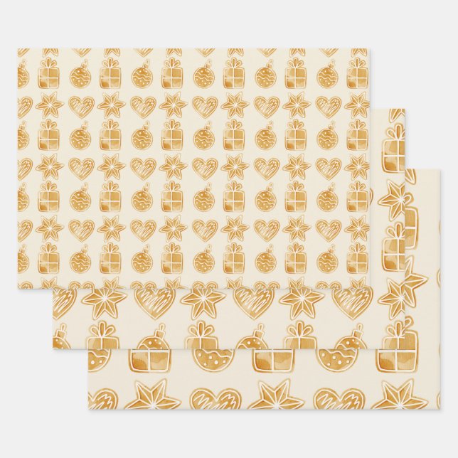 Merry Christmas Gingerbread Cookies  Wrapping Paper Sheets (Set)