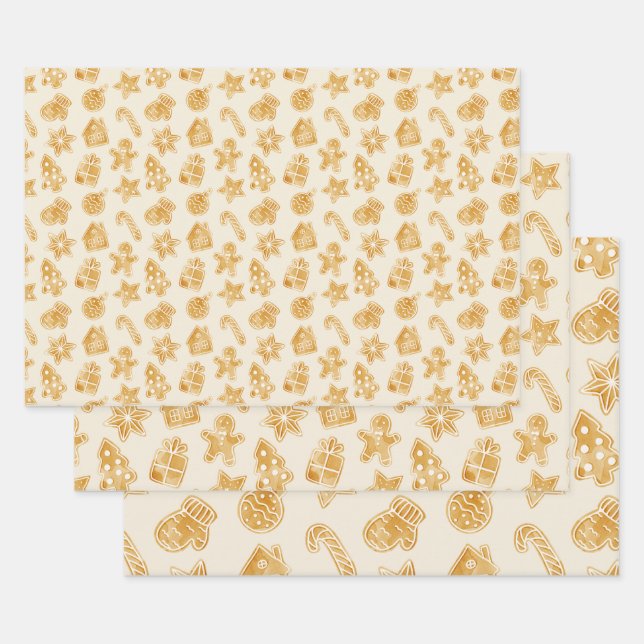 Merry Christmas Gingerbread Cookies  Wrapping Paper Sheets (Set)