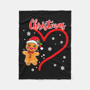 Merry Christmas Gingerbread Couple Christmas Fleece Blanket