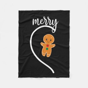 Merry Christmas Gingerbread Couple Christmas Pajam Fleece Blanket