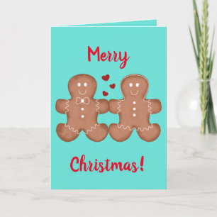 Merry Christmas gingerbread couple in love custom Holiday Card
