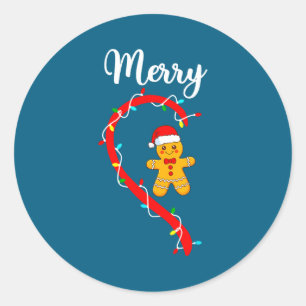 Merry Christmas Gingerbread Couple Xmas Pajamas Ma Classic Round Sticker