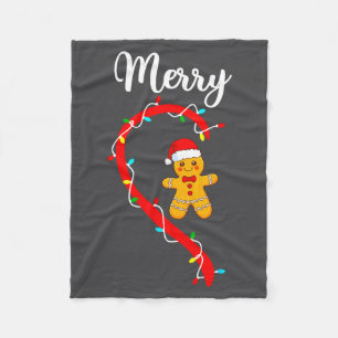 Merry Christmas Gingerbread Couple Xmas Pajamas Ma Fleece Blanket
