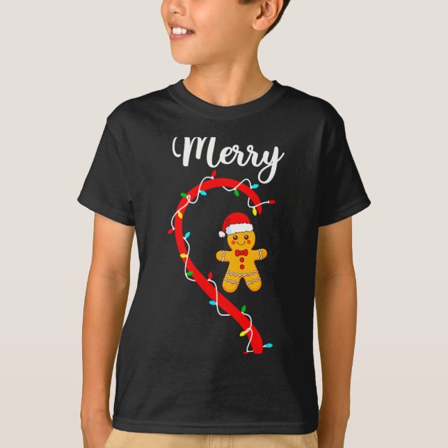 Merry Christmas Gingerbread Couple Xmas Pajamas Ma T-Shirt (Front)