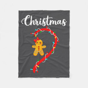 Merry Christmas Gingerbread Couples Xmas Pajamas M Fleece Blanket