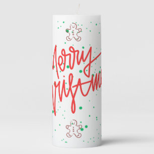 Merry Christmas Gingerbread Design.  Pillar Candle