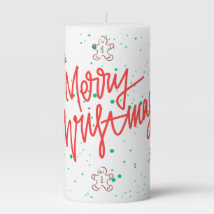 Merry Christmas Gingerbread Design.  Pillar Candle