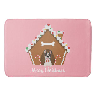 Merry Christmas Gingerbread Dog House Bath Mat