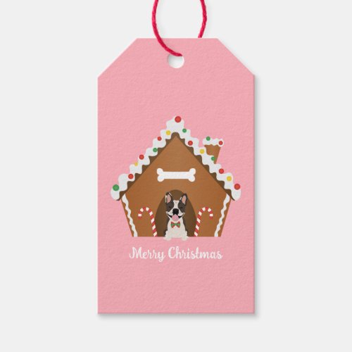 Merry Christmas Gingerbread Dog House Gift Tags