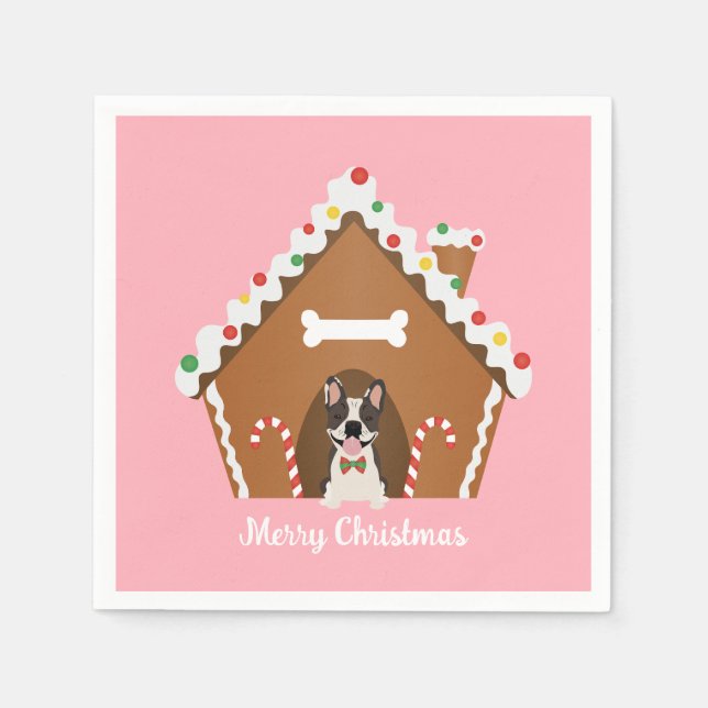 Merry Christmas Gingerbread Dog House Napkins (Front)