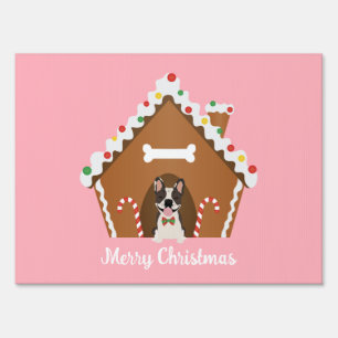 Merry Christmas Gingerbread Dog House Sign