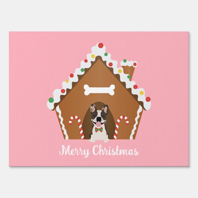 Merry Christmas Gingerbread Dog House Sign (Front)