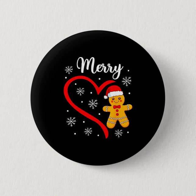 Merry Christmas Gingerbread Family Couples Xmas Pa Button (Front)