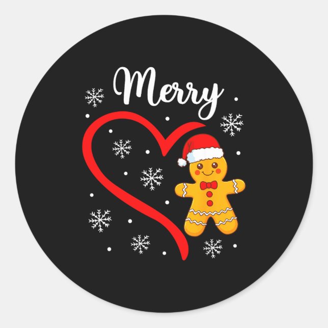 Merry Christmas Gingerbread Family Couples Xmas Pa Classic Round Sticker (Front)