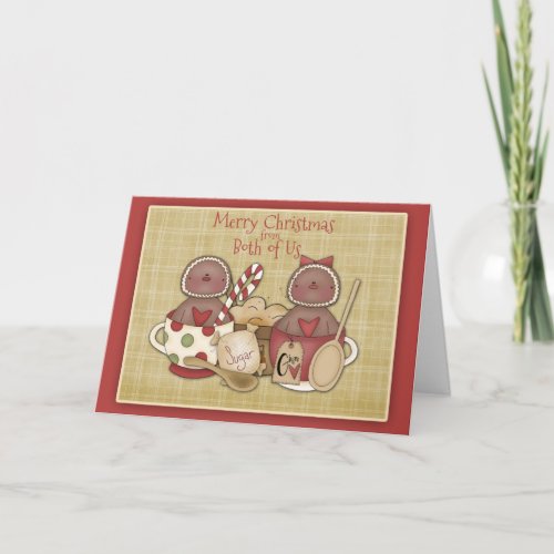Merry Christmas Gingerbread Greeting Both of Us Holiday Card