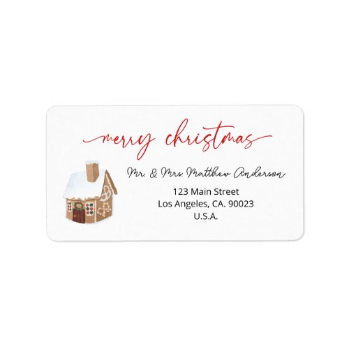 Merry Christmas Gingerbread Holiday Address Label