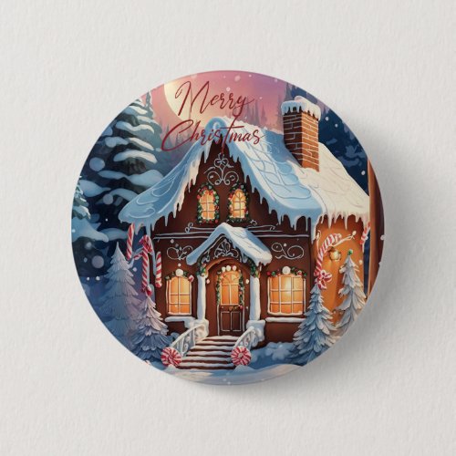 Merry Christmas Gingerbread House  Button