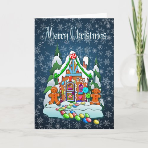 MERRY CHRISTMAS GINGERBREAD HOUSE by SHARON SHARPE Holiday Card