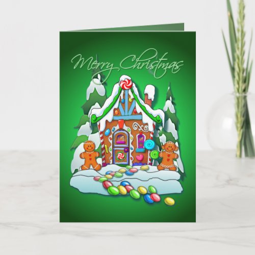 MERRY CHRISTMAS GINGERBREAD HOUSE by SHARON SHARPE Holiday Card