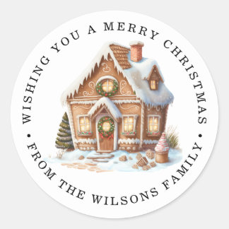 merry christmas Gingerbread house classic  Classic Round Sticker
