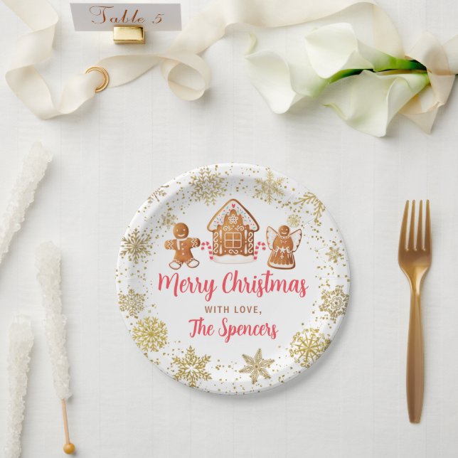 Merry Christmas Gingerbread House Decorating Party Paper Plates (Wedding)