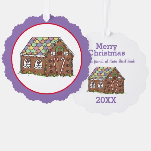 Merry Christmas Gingerbread House Happy Holidays Ornament Card