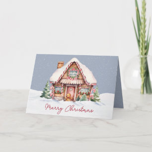 Merry Christmas Gingerbread House Holiday Card
