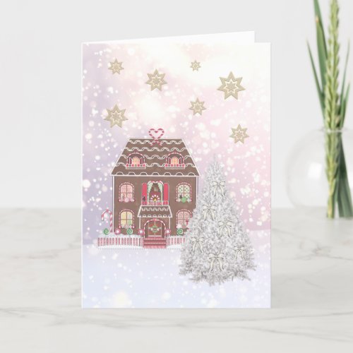 Merry Christmas Gingerbread House Holiday Card