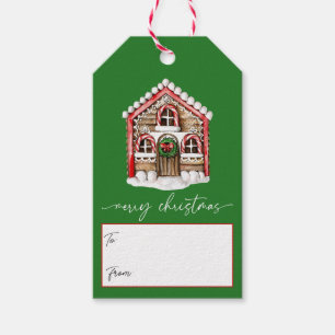 Merry Christmas Gingerbread House Holiday Gift Tag