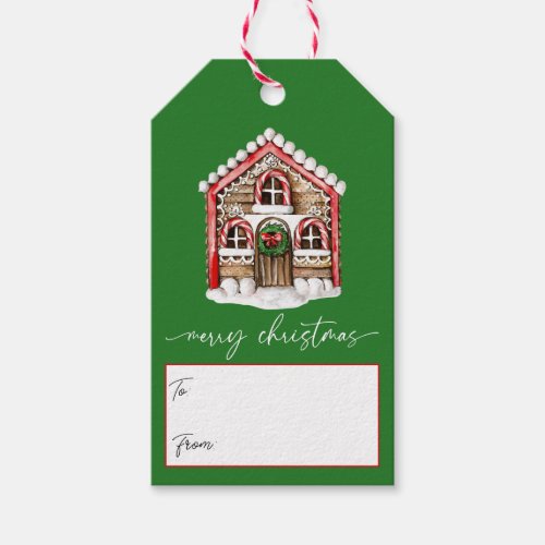 Merry Christmas Gingerbread House Holiday Gift Tag