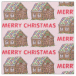 Merry Christmas Gingerbread House Holiday Xmas Fabric