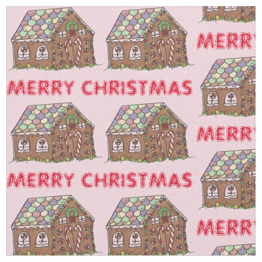 Merry Christmas Gingerbread House Holiday Xmas Fabric