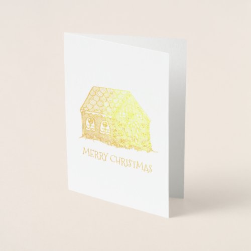 Merry Christmas Gingerbread House Holiday Xmas Foil Card