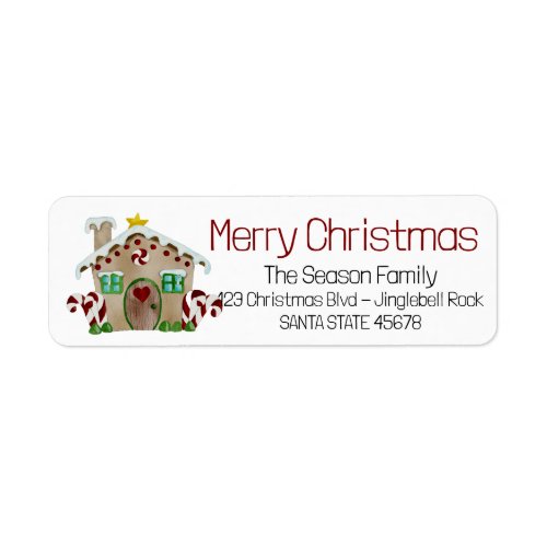 Merry Christmas Gingerbread house Label