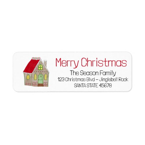 Merry Christmas Gingerbread house Label