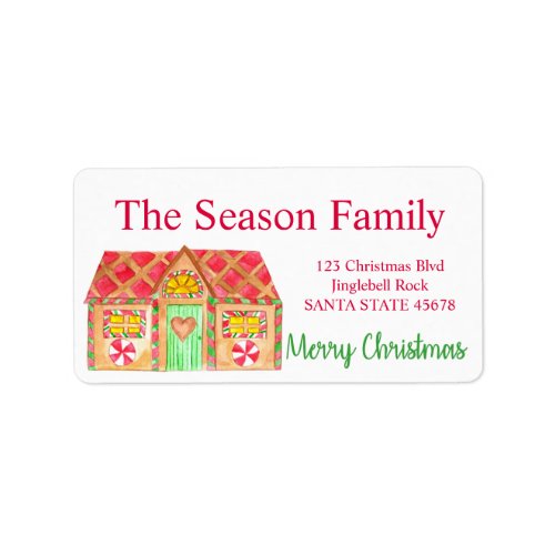 Merry Christmas Gingerbread house Label