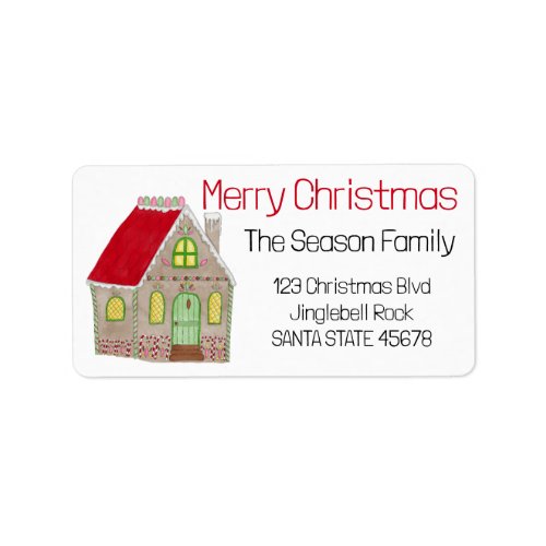 Merry Christmas Gingerbread house Label