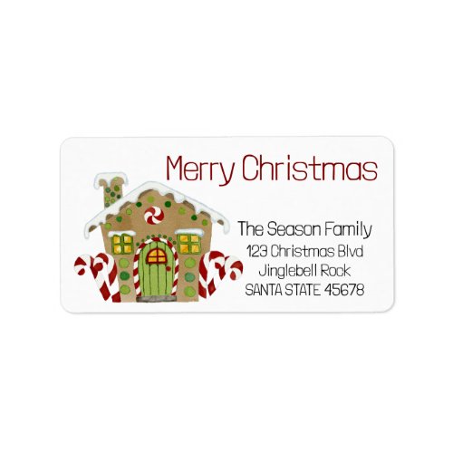 Merry Christmas Gingerbread house Label